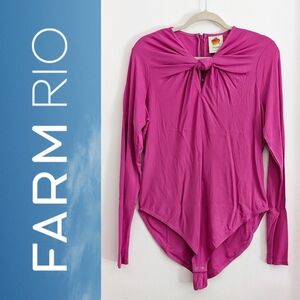 Farm Rio Pink Long Sleeve Bodysuit Size XL